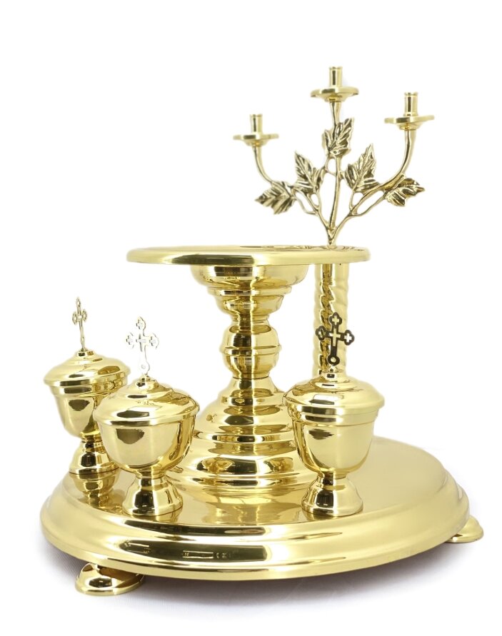 Літейне блюдо, латунне, діаметер 31см, висота 38см №1