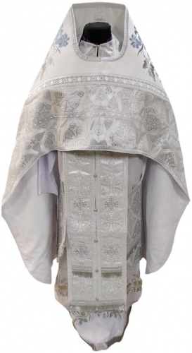 Облачення священника комбіноване з парчі "Флорівський хрест", з вишитим опліччям, візерунок "Лілія"