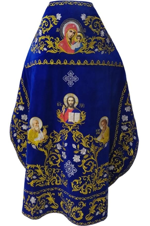Облачення священника, вишите на оксамиті, вишита середина з іконами з вишитим галуном