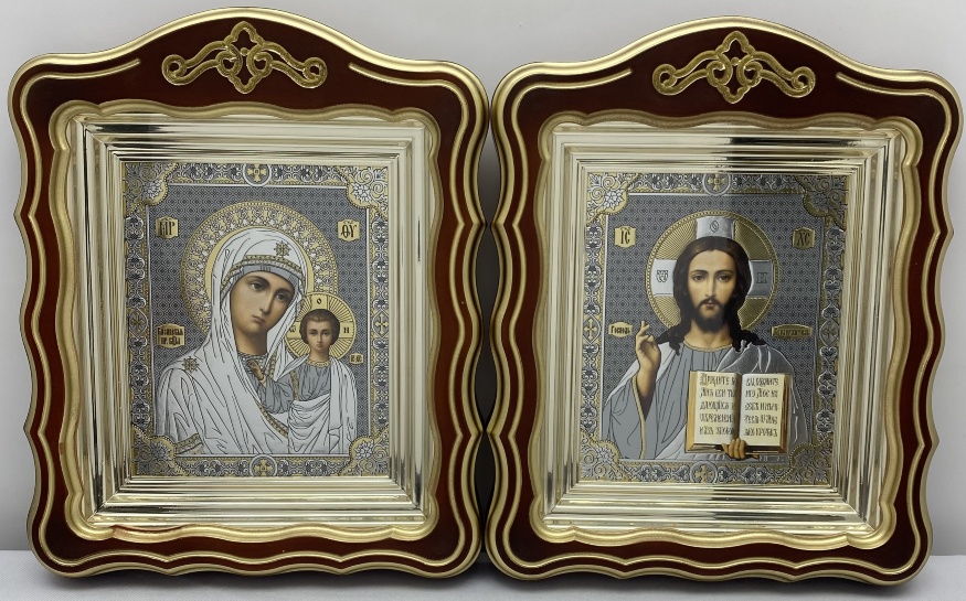 Ікони "Вінчальна пара" літ. сіра, кор., пат. зол. 30х24см