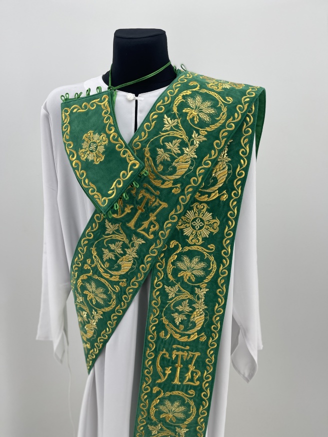 Орар подвійний з поручами, вишивка "Листочок"