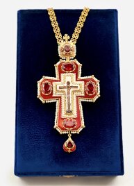 Хрест наперстний з прикрасами (позолота)