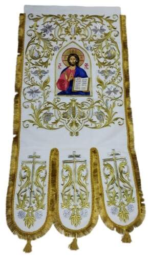 Хоругви вишиті (пара) нова вишивка, вишита ікона, хрест без вишивки