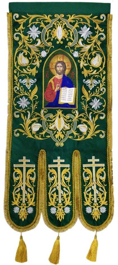 Хоругви вишиті (пара) нова вишивка, вишита ікона, хрест без вишивки