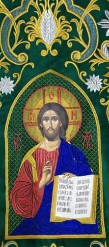 Хоругви вишиті (пара) нова вишивка, вишита ікона, хрест без вишивки