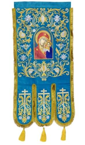 Хоругви вишиті (пара) нова вишивка, вишита ікона, хрест без вишивки