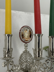 Трисвічник великодній з іконою №16, нікель 29х11см