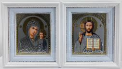 Ікони "Вінчальна пара" (літ. сіра, рам. біл., пр.) 26х23см