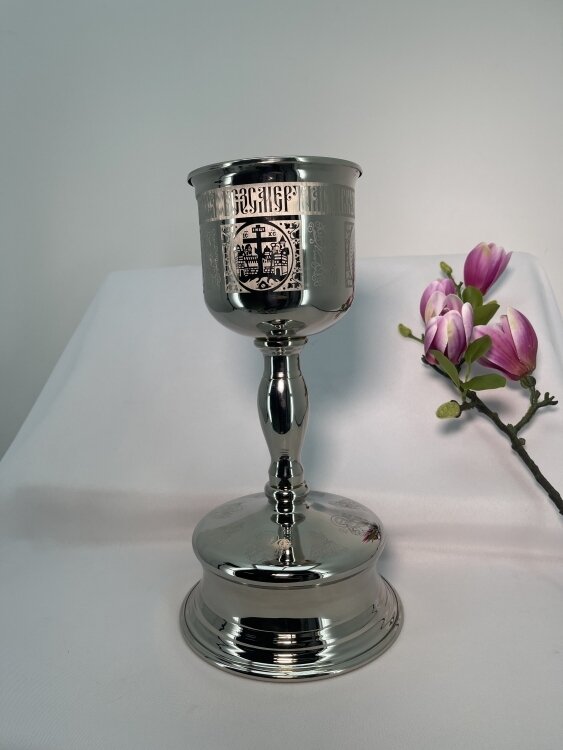 Потир - чаша 1л нікелювання, лазерне гравірування, висота 29см