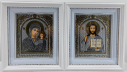 Ікони "Вінчальна пара" (літ. павлін, рам. біл., пр.) 26х23см 