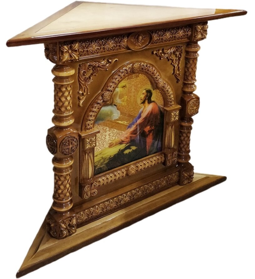 Жертовник дерев&#039;яний, кутовий 126х63,5см (висота 100см)