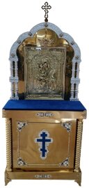 Кіот на 2 колони з іконою Почаївської Богородиці