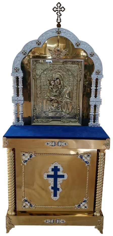 Кіот на 2 колони з іконою Почаївської Богородиці