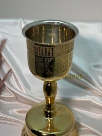 Потир - чаша 2л позолота, лазерне гравірування, висота 34,5см