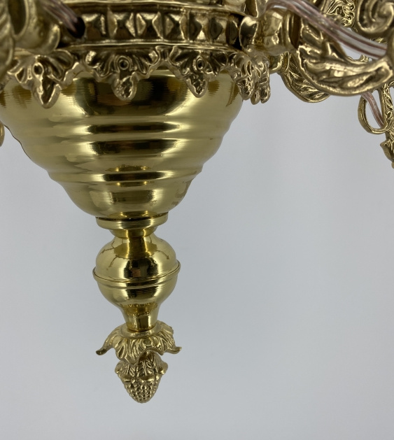 Панікадило 6св. мале, польськ. крон. хрест сяйво. цеп лат. 4 лан. дов. 86см шир. 65см (тарілк. 15см)