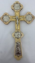 Хрест напрестольний №6, зол. розп'яття, сріб. ікон. 31,5х18