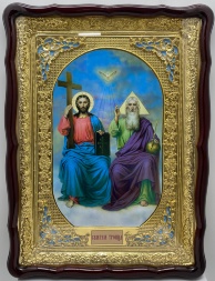 Ікона Новозавітня Трійця 61х82см блак. емал.