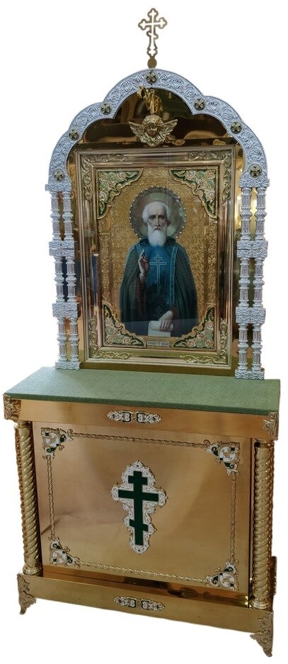 Кіот на 3 колони з іконою викл.Сергія Радонезького