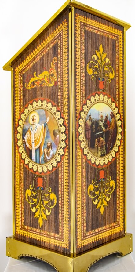 Аналой бічний, економ друк св. Микола чуд., 46х46см, (Висота 118-95см)
