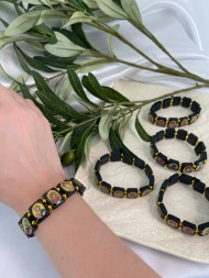 Браслет дерев'яний на резинці, з іконками