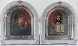 Ікони "Вінчальна пара" літ. сіра. біл. без пат. ср. рам. 27х25