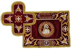 Покровці та воздух з вишивкою, ікона Спаситель, з бахромою