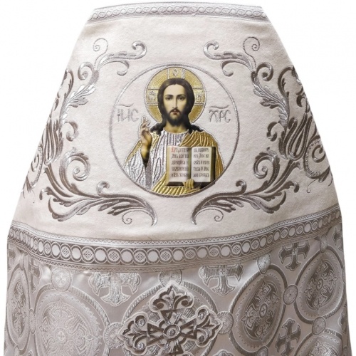 Облачення священника комбіноване з парчі, з вишитим опліччям, візерунок "Нова вишивка"