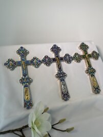 Хрест напрестольний, металевий, з емаллю (Н. В.) 31,5х18см