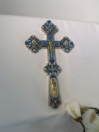 Хрест напрестольний, металевий, з емаллю (Н. В.) 31,5х18см