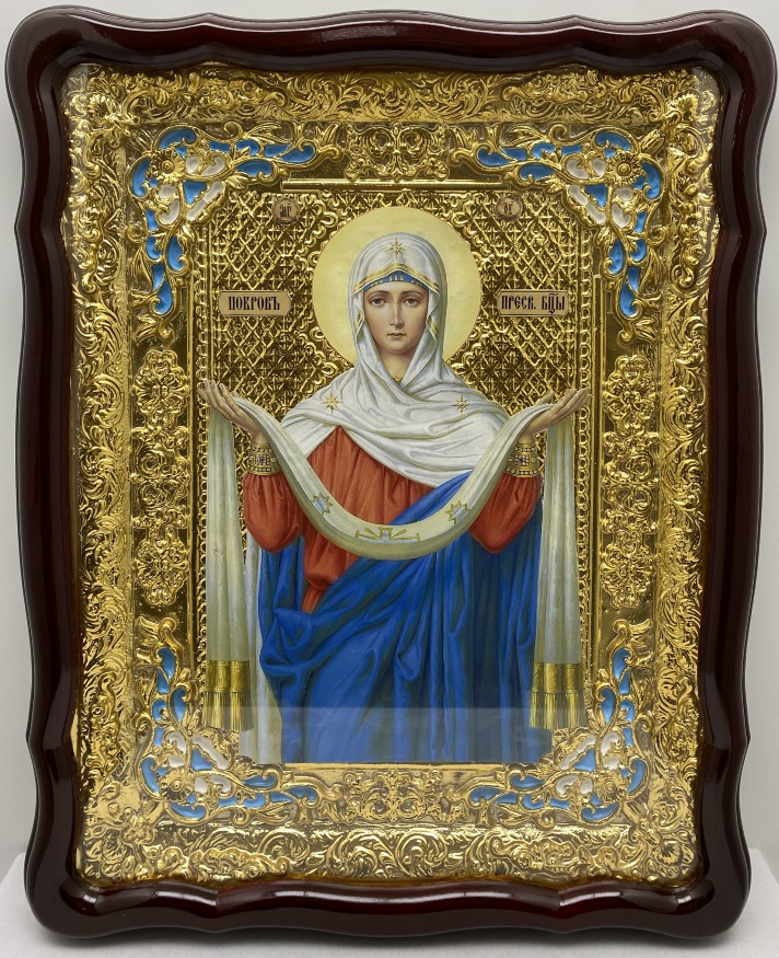 Ікона Покров Пресвятої Богородиці (пояс) 62х49см блак. ем. 