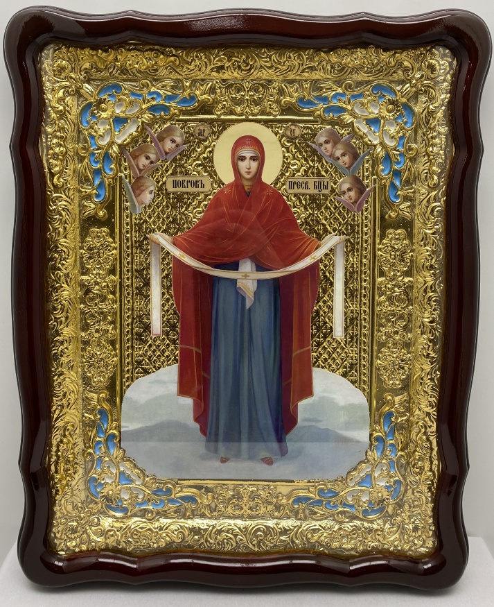 Ікона Покров Пресвятої Богородиці (рост) 62х49см блак. ем. 