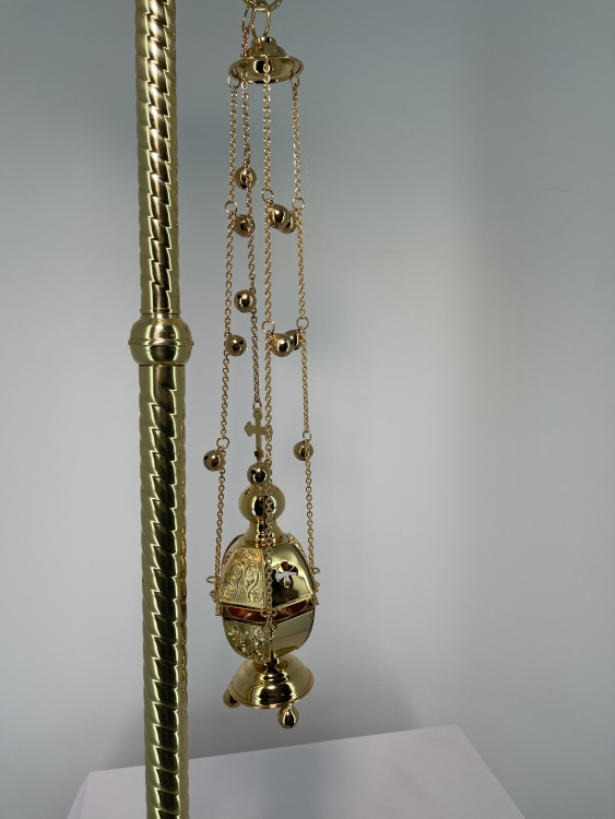 Кадило шестигранне, позолота з дзвіночками