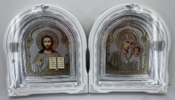 Ікони "Вінчальна пара" ((літ куп. квітка) біл. ср. пат. ср. рам.) 27х25см