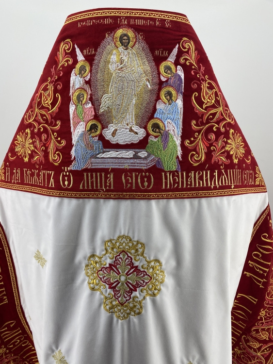 Комбіноване облачення священника вишите на оксамиті, з вишитими іконами, вишивка "Пасхальна"