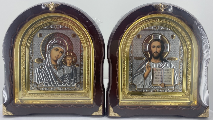 Ікони "Вінчальна пара" літ. тис. кор. без пат. зол. рам. 27х25см