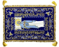 Плащаниця Богородиці на оксамиті 120х80см (Ангели, срібло) (вишивка виноград, вишита та розсшита середина)