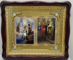 Ікона подвійна Хрещення Господнє | Стрітення Господнє 48х42см