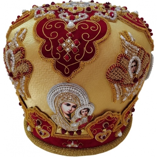 Митра "Херувим" жовто - бордова