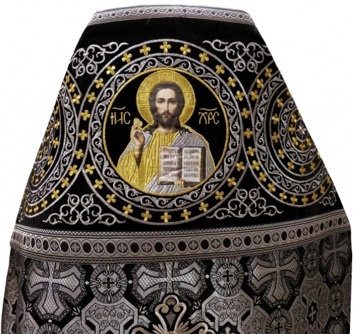Облачення священника комбіноване з парчі "Афонський хрест", з вишитим опліччям, Вишивка "Коло"