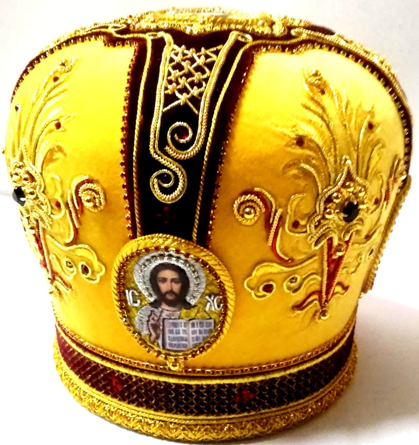 Митра "Вогник" жовто - бордова