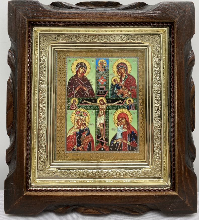 Ікона Богородиці "Чотирьох частинна" 19х17