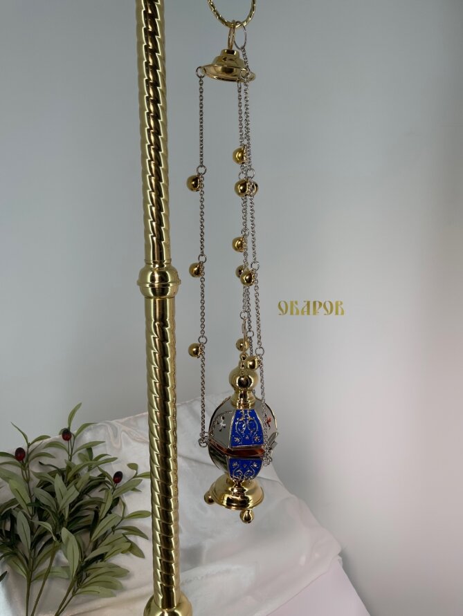 Кадило шестигранне, комбіноване, з кольоровою емаллю з дзвіночками