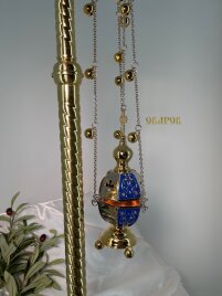 Кадило шестигранне, комбіноване, з кольоровою емаллю з дзвіночками