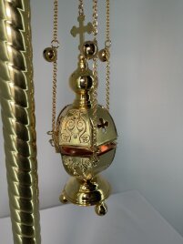 Кадило шестигранне, позолота з дзвіночками