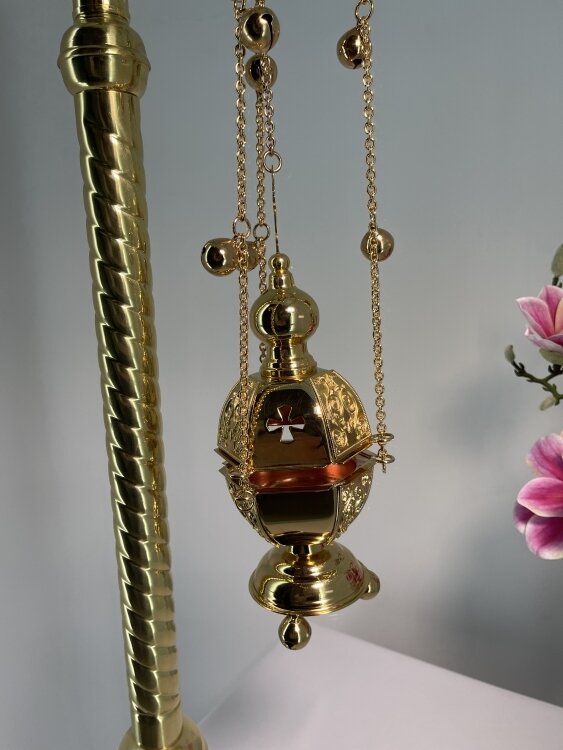 Кадило шестигранне, позолота з дзвіночками