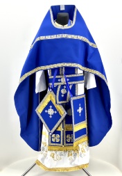 Облачення священника вишите на габардині, вишивка "Меандр" з вишитим галуном