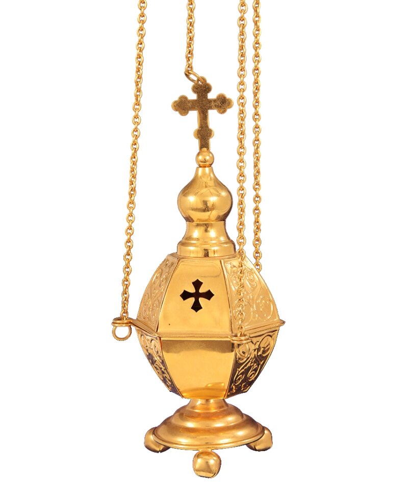 Кадило шестигранне, позолота, без дзвіночків