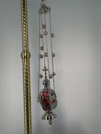 Кадило шестигранне, срібло з кольоровою емаллю з дзвіночками