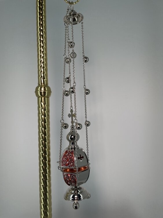 Кадило шестигранне, срібло з кольоровою емаллю з дзвіночками