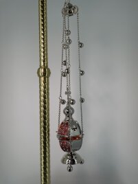 Кадило шестигранне, срібло з кольоровою емаллю з дзвіночками